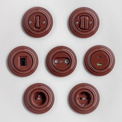 Kliklap - Interruttore multiplo in stile retrò con cornice n. 5, marrone