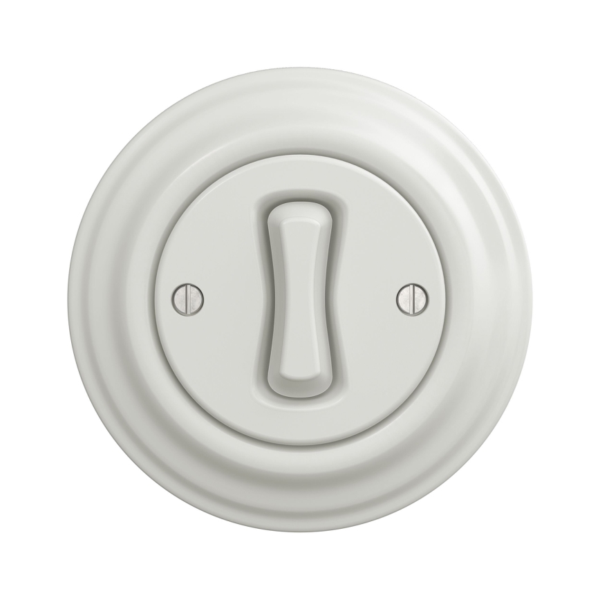 Kliklap - Interruttore per scale in stile retrò con cornice n. 6, bianco
