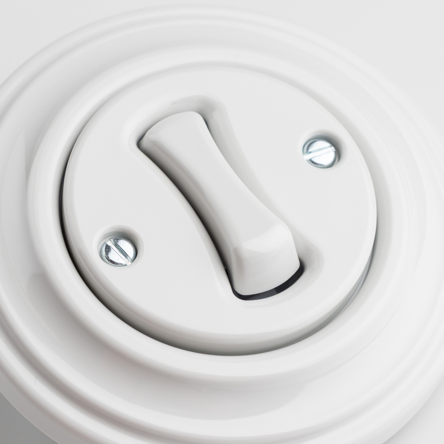 Kliklap - Interruttore per scale in stile retrò con cornice n. 6, bianco neve