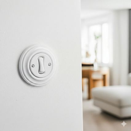 Kliklap - Interruttore per scale in stile retrò con cornice n. 6, bianco neve