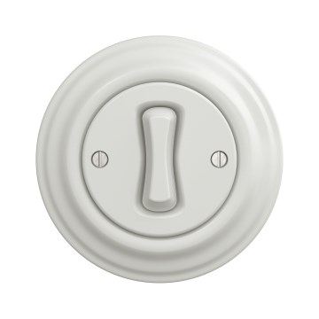 Kliklap - Interruttore per scale retrò con cornice n. 6 in ceramica bianca
