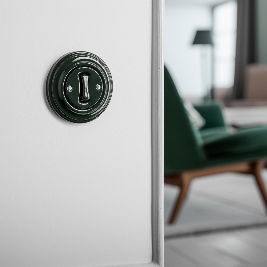 Kliklap - Interruttore retrò per scale con cornice n. 6, verde