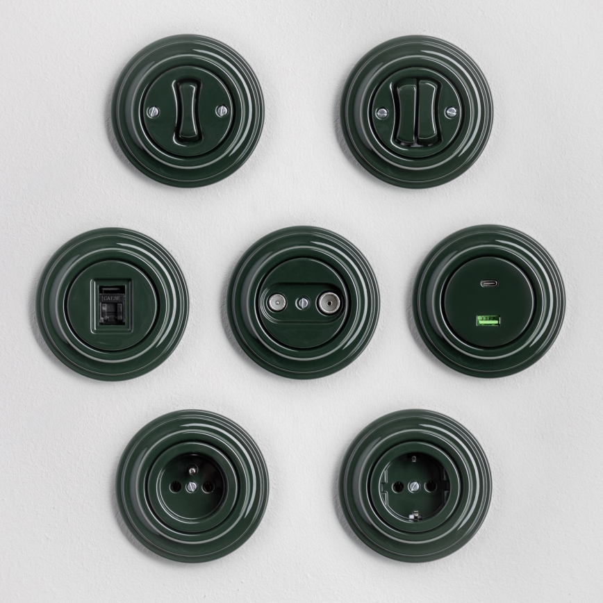 Kliklap - Interruttore serie retrò con cornice n. 5, verde