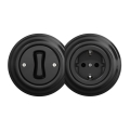 Kliklap - Interruttore unipolare (1 modulo) in stile retrò e presa SCHUKO 230V con cornice nera