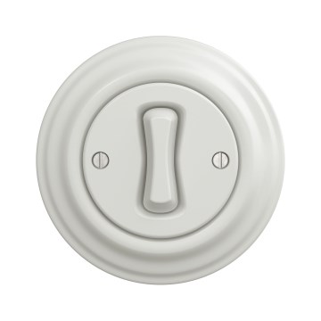 Kliklap - Interruttore unipolare retrò con cornice n. 1, bianco ceramico