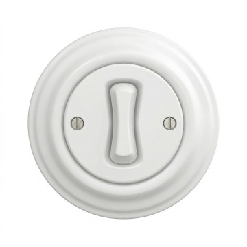 Kliklap - Interruttore unipolare retrò con cornice n. 1, bianco neve