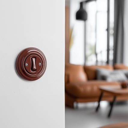 Kliklap - Interruttore unipolare retrò con cornice n. 1 marrone