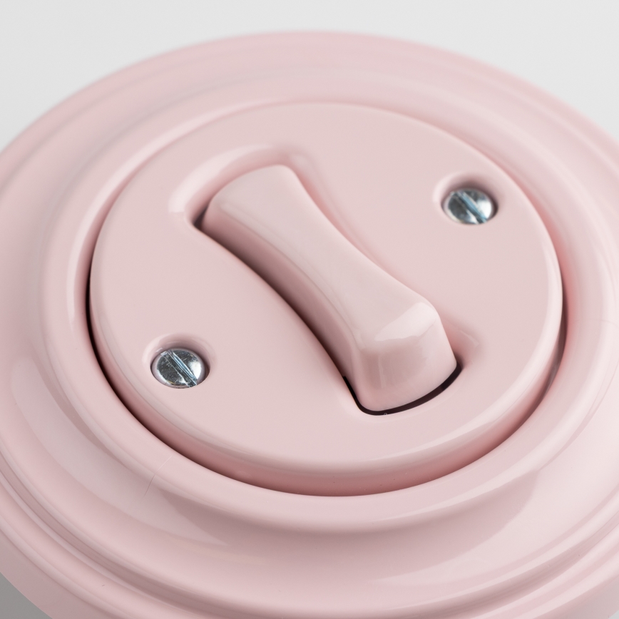 Kliklap - Interruttore unipolare retrò con cornice n. 1 rosa antico