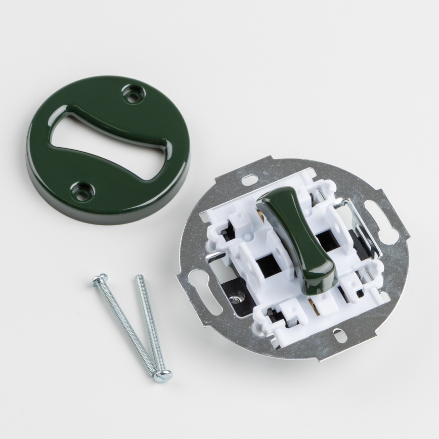 Kliklap - Interruttore unipolare retrò con cornice n. 1, verde