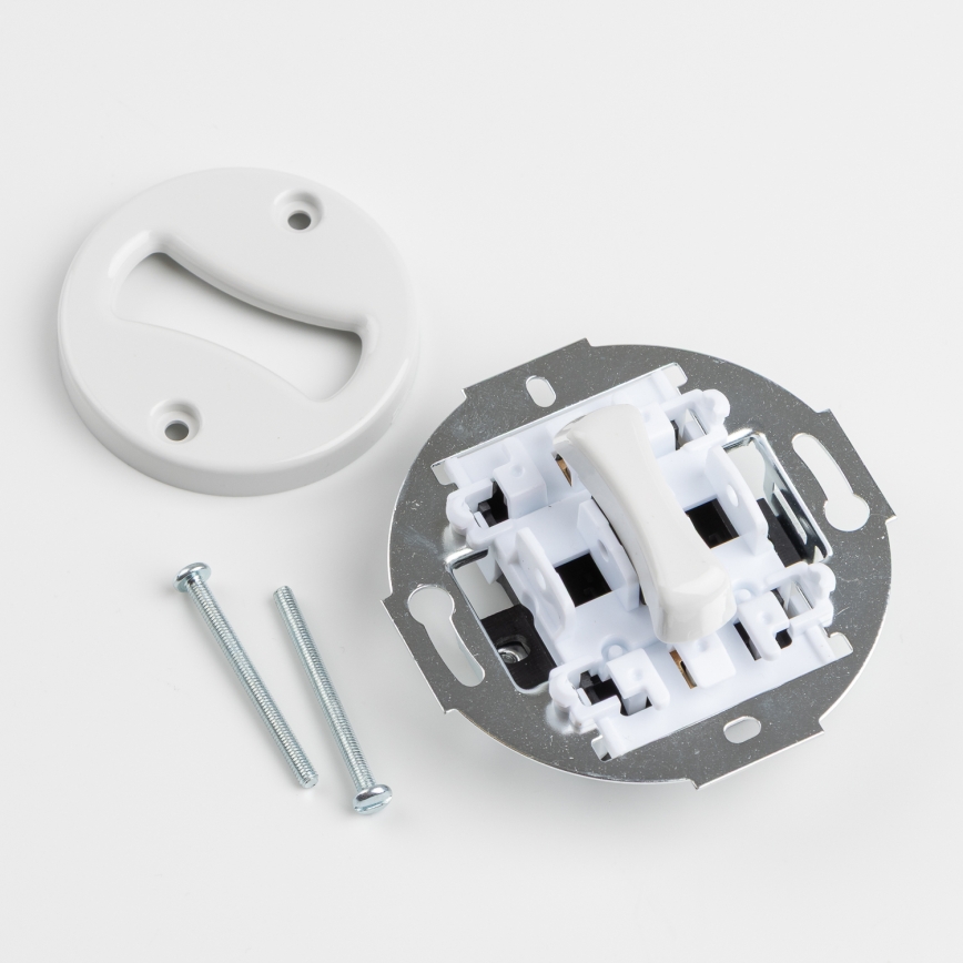 Kliklap - Interruttore unipolare retrò n. 1 e presa 230V con cornice in ceramica bianca