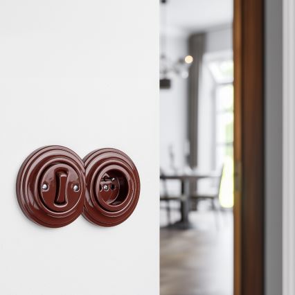 Kliklap - Interruttore unipolare retrò n. 1 e presa 230 V con cornice marrone