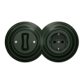 Kliklap - interruttore unipolare retrò n. 1 e presa SCHUKO 230 V con cornice, verde