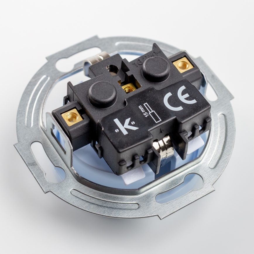 Kliklap - Interruttore unipolare retrò n. 1 e presa SCHUKO 230 V con placca, blu