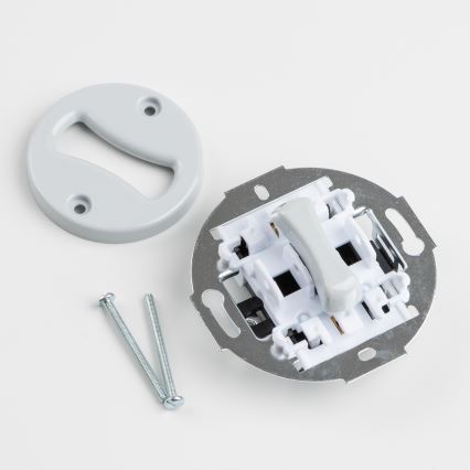 Kliklap - Interruttore unipolare retrò n. 1 e presa SCHUKO 230V con placca grigia