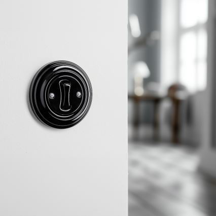 Kliklap - Interruttore unipolare stile retrò con cornice n. 1, nero