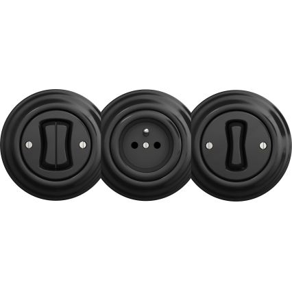 Kliklap - Interruttore vintage a doppio pulsante senza cornice nero