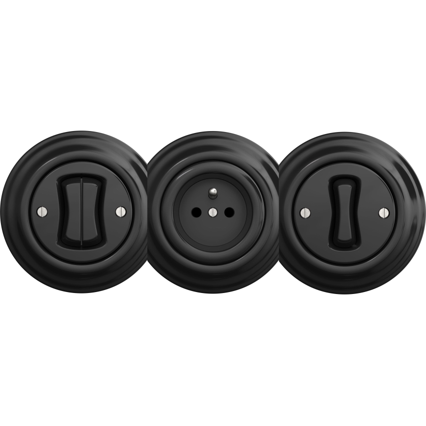 Kliklap - Interruttore vintage a doppio pulsante senza cornice nero