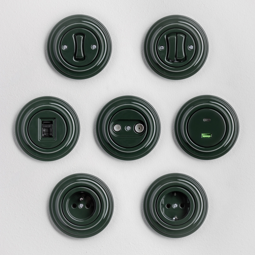 Kliklap - Interruttore vintage per scale senza cornice no 6 verde