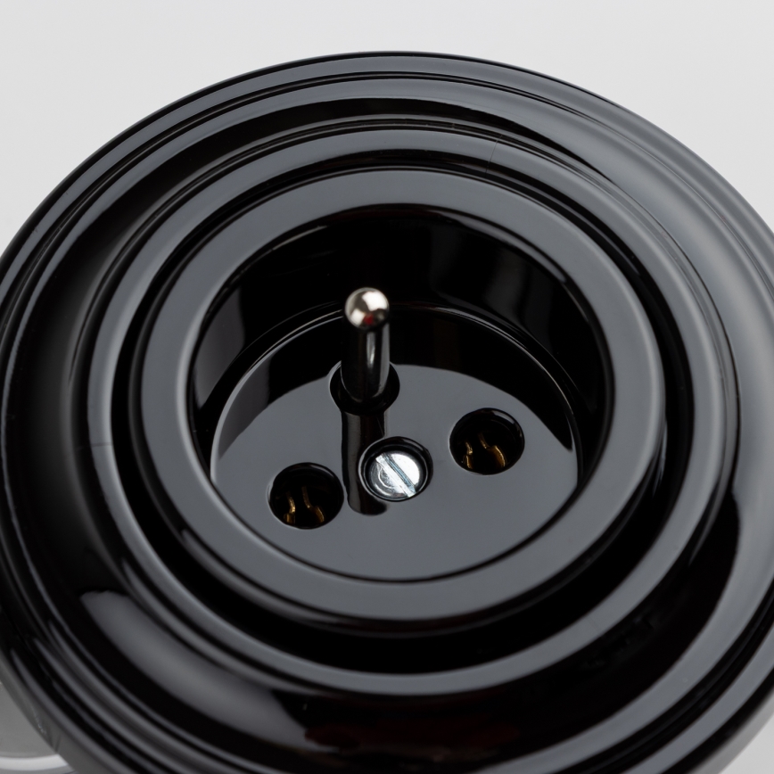 Kliklap - Presa a muro in stile retrò per uso domestico con cornice, 230V, nera