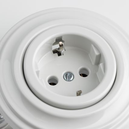 Kliklap - Presa a muro retrò con cornice SCHUKO 230V/16A, bianco neve