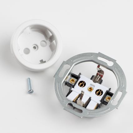 Kliklap - Presa a muro retrò con cornice SCHUKO 230V/16A in ceramica bianca