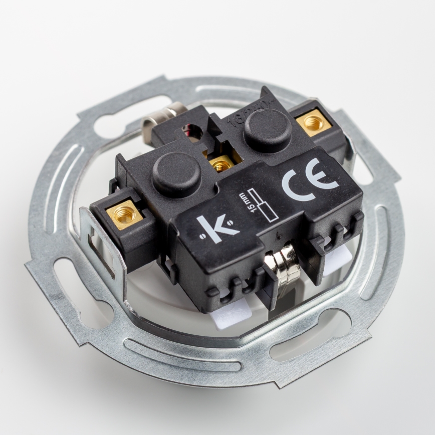 Kliklap - Presa a muro retrò con cornice SCHUKO 230V/16A in ceramica bianca