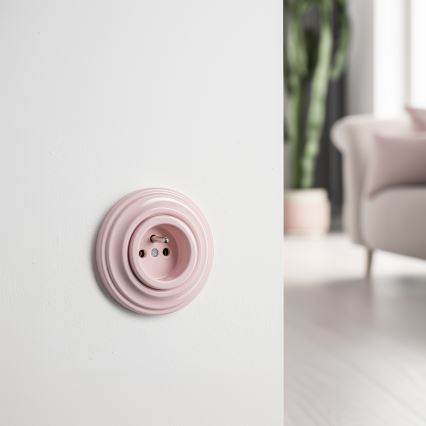 Kliklap - Presa a muro retrò per uso domestico con cornice, 230V, rosa antico