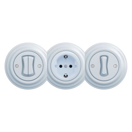 Kliklap - Presa a muro retrò SCHUKO 230V/16A senza placca, blu