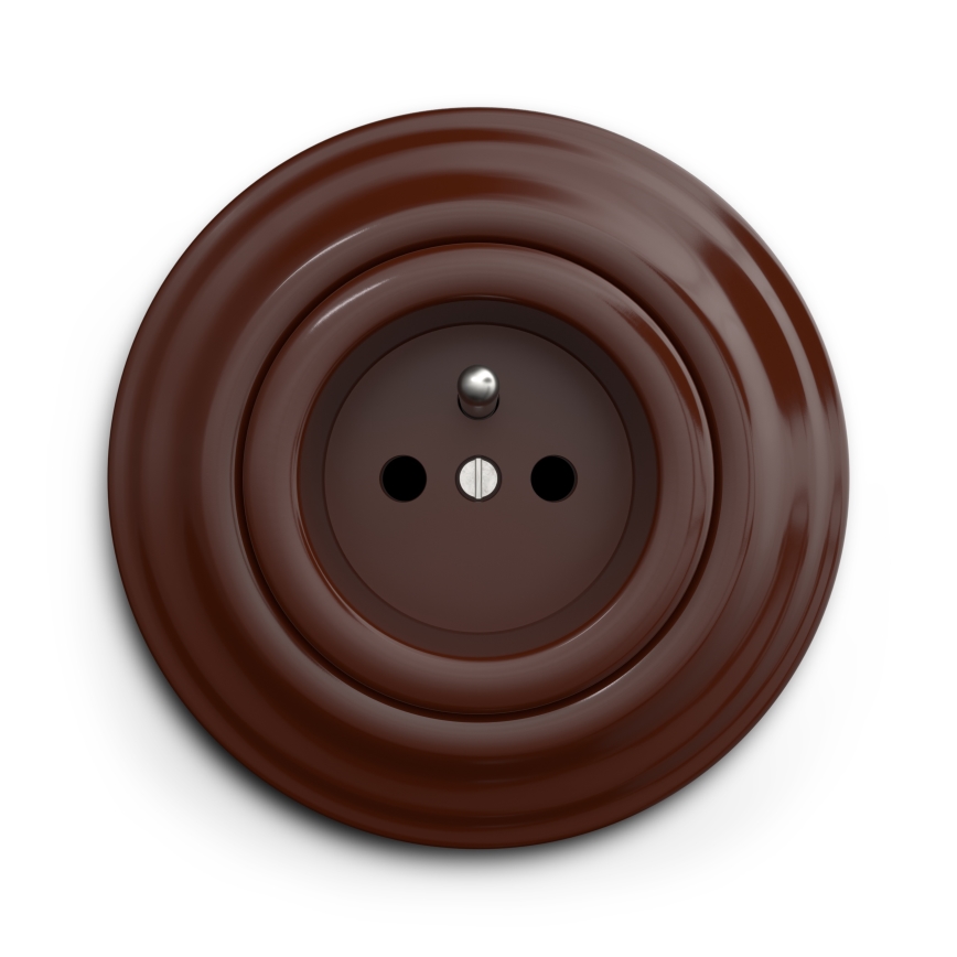 Kliklap - Presa da parete in stile retrò con cornice 230 V marrone