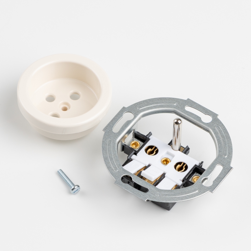 Kliklap - Presa da parete in stile retrò con cornice 230V beige