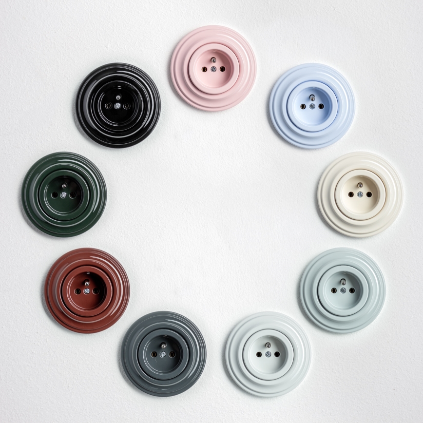 Kliklap - Presa da parete in stile retrò con cornice 230V beige