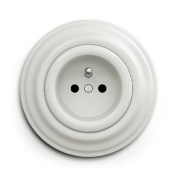 Kliklap - Presa da parete in stile retrò con cornice 230V bianca