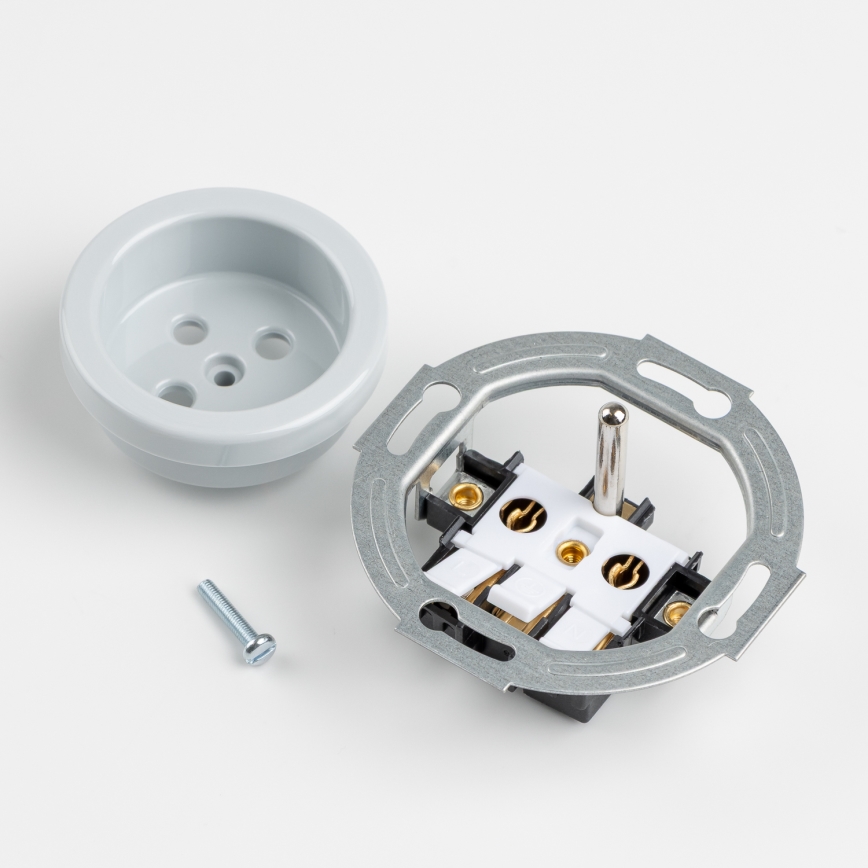 Kliklap - Presa da parete in stile retrò con cornice 230V grigia