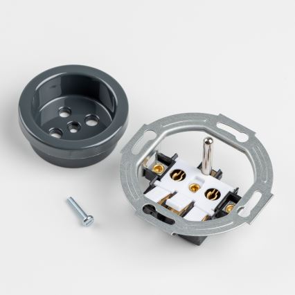 Kliklap - Presa da parete retrò con cornice, 230V, antracite