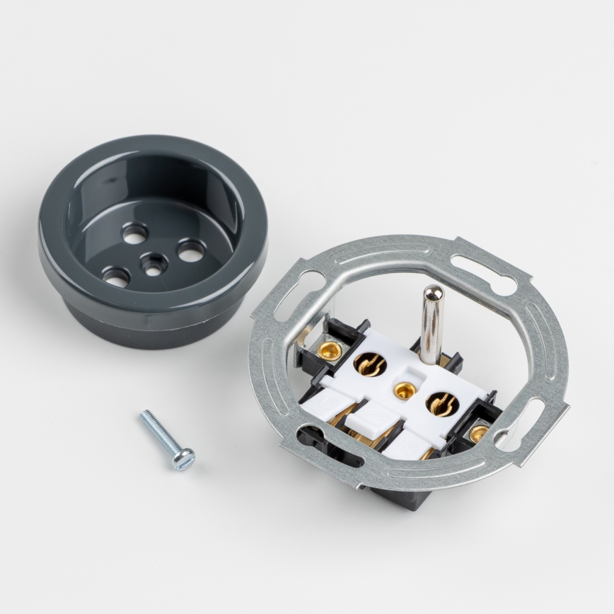 Kliklap - Presa da parete retrò con cornice, 230V, antracite