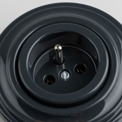 Kliklap - Presa da parete retrò con cornice, 230V, antracite