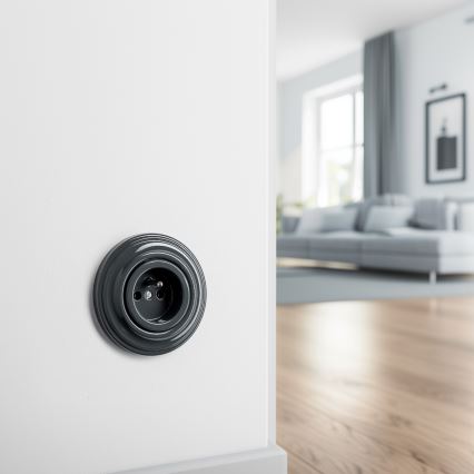 Kliklap - Presa da parete retrò con cornice, 230V, antracite