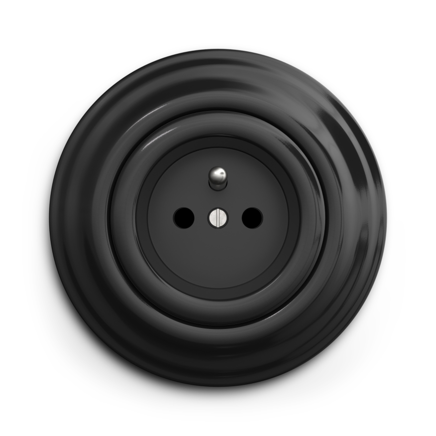 Kliklap - Presa da parete retrò con cornice 230V nera