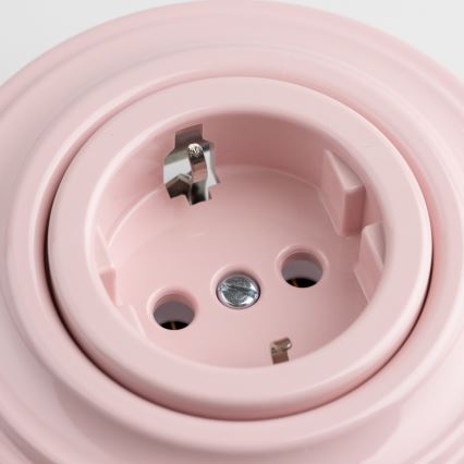 Kliklap - Presa da parete retrò con cornice SCHUKO 230V/16A, rosa antico