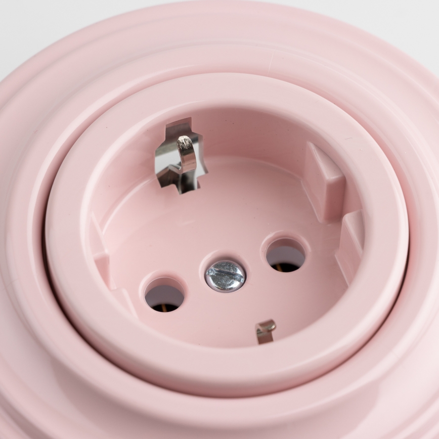 Kliklap - Presa da parete retrò con cornice SCHUKO 230V/16A, rosa antico