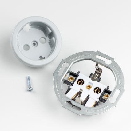 Kliklap - Presa da parete retrò con placca SCHUKO 230V/16A, grigio