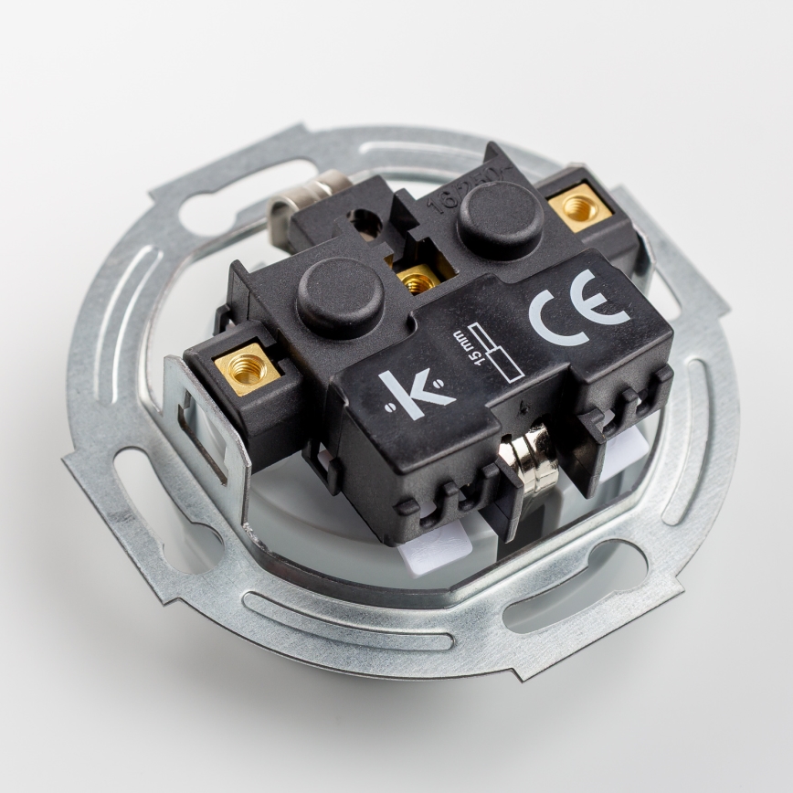 Kliklap - Presa da parete retrò con placca SCHUKO 230V/16A, grigio