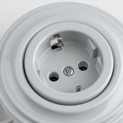 Kliklap - Presa da parete retrò con placca SCHUKO 230V/16A, grigio