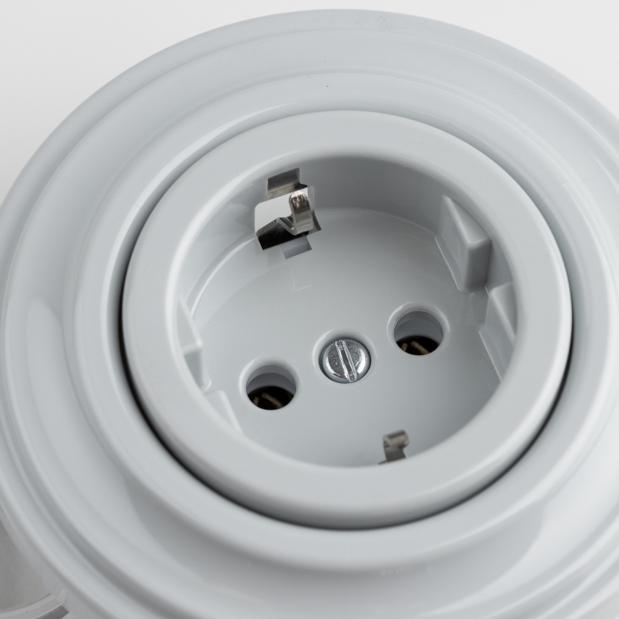 Kliklap - Presa da parete retrò con placca SCHUKO 230V/16A, grigio