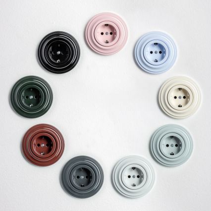 Kliklap - Presa da parete retrò con placca SCHUKO 230V/16A, grigio