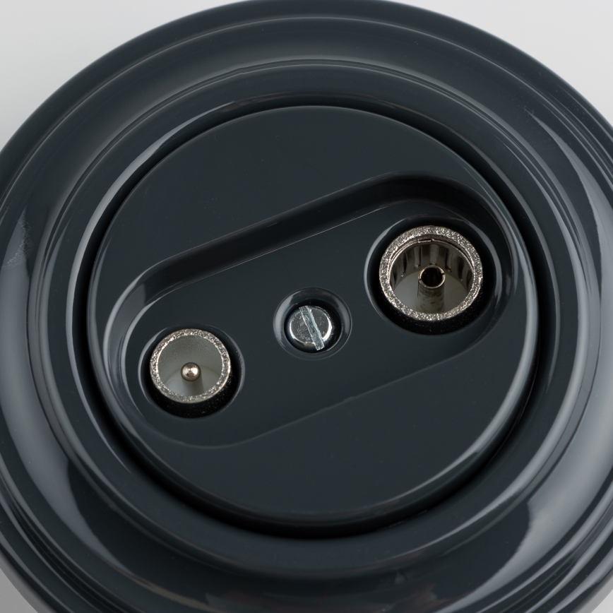 Kliklap - Presa da parete retrò TV+R (passante) con cornice antracite