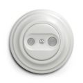 Kliklap - Presa da parete TV+FM in stile retrò (passante) con cornice in ceramica bianca