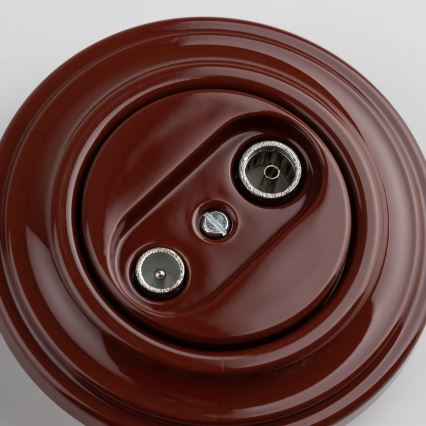 Kliklap - Presa da parete TV+R (passante) in stile retrò con cornice marrone