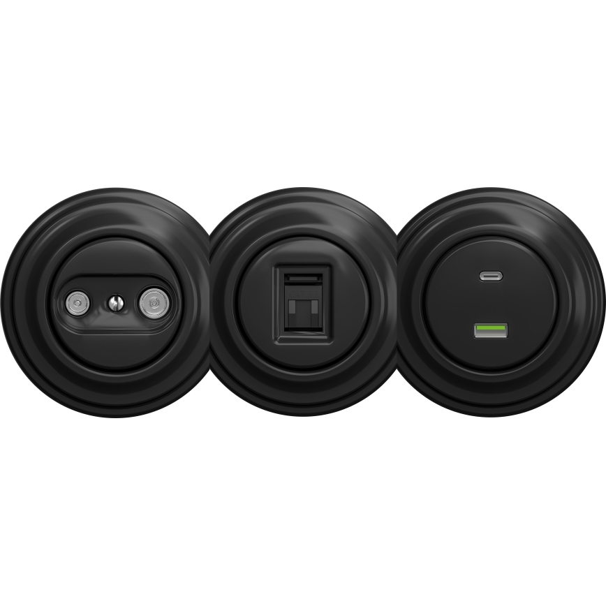 Kliklap - Presa di corrente d'epoca TV+R (terminal) senza cornice nero