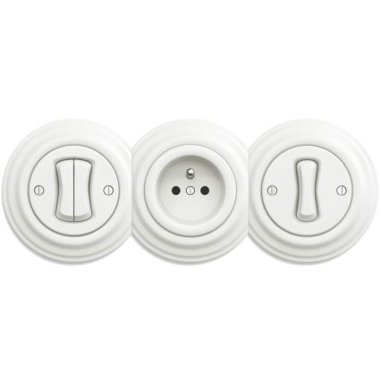 Kliklap - Presa di corrente vintage SCHUKO 230V/16A bianco
